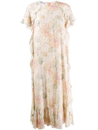 RedValentino платье с цветочным принтом и эффектом металлик