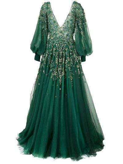 Saiid Kobeisy расклешенное платье с длинными рукавами