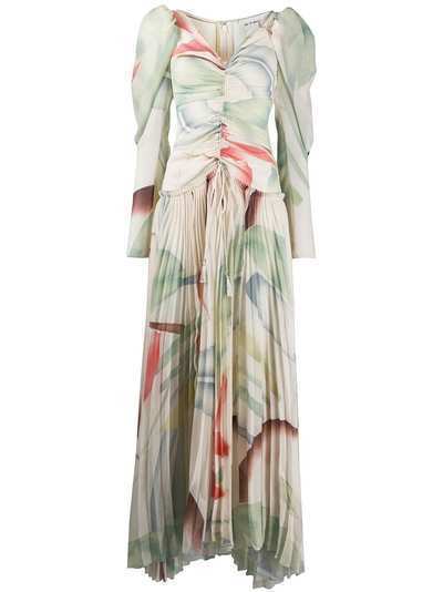 Etro плиссированное платье Foliage с принтом