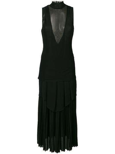 Proenza Schouler длинное платье шифт с полупрозрачной вставкой