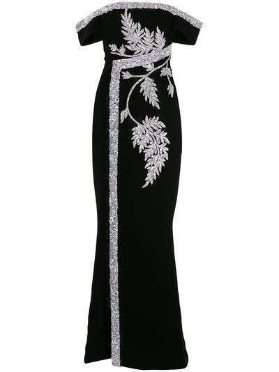 Saiid Kobeisy платье макси с цветочной вышивкой