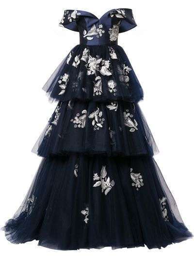 Carolina Herrera ярусное платье с цветочным кружевом