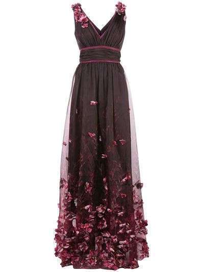 Marchesa Notte вечернее платье с цветочной аппликацией
