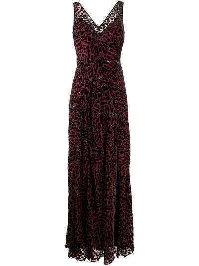 DVF Diane von Furstenberg расклешенное платье макси с леопардовым принтом
