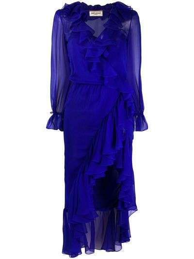 Saint Laurent платье асимметричного кроя с оборками