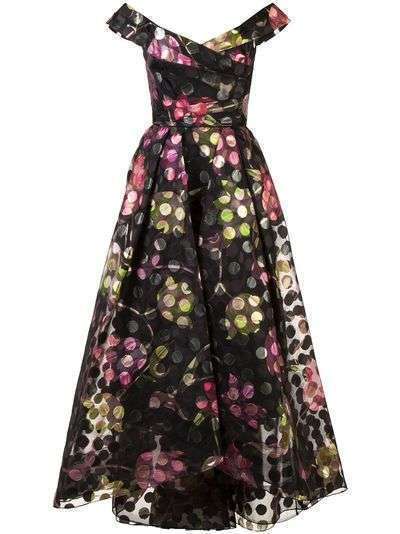 Marchesa Notte платье с открытыми плечами и цветочным принтом
