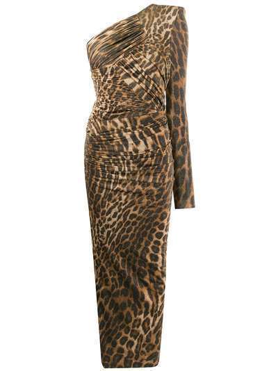 Alexandre Vauthier платье макси на одно плечо с леопардовым принтом