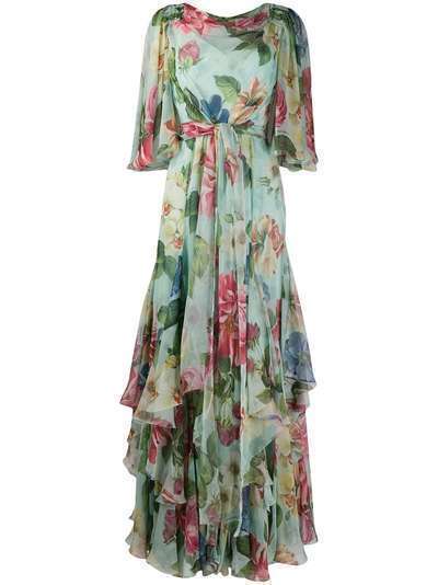 Dolce & Gabbana платье с цветочным принтом и драпировкой