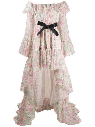 Giambattista Valli платье с оборками и цветочным принтом