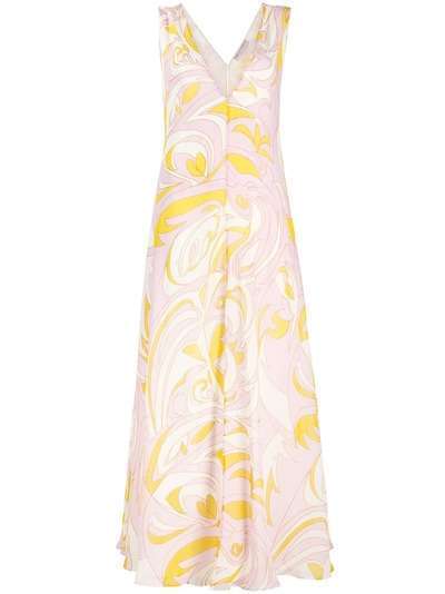 Emilio Pucci платье с абстрактным принтом и V-образным вырезом