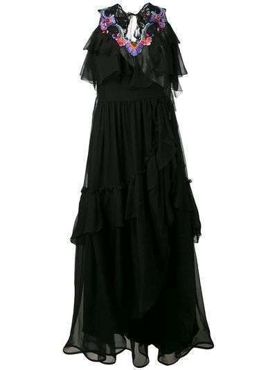 Alberta Ferretti многоярусное платье с вышивкой