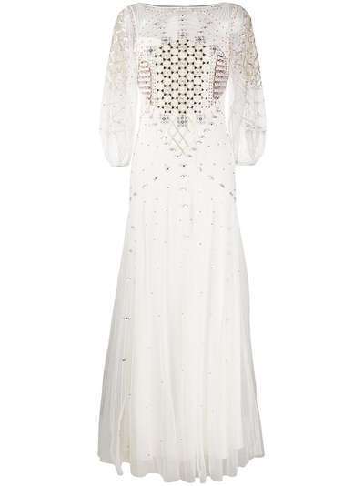 Temperley London платье из тюля с геометричной вышивкой бисером