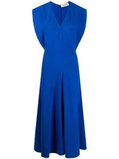 Victoria Beckham расклешенное платье миди с V-образным вырезом