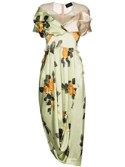 Simone Rocha платье с драпировкой и цветочным принтом