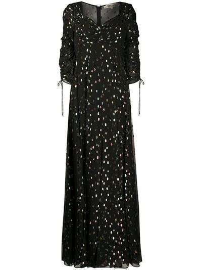 DVF Diane von Furstenberg платье макси Bellona с эффектом металлик