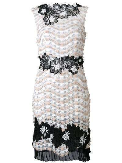 Talbot Runhof платье-шифт с цветочной вышивкой