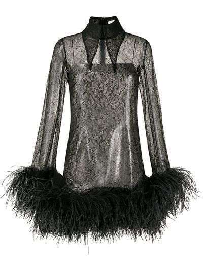 16Arlington кружевное платье-рубашка с перьями
