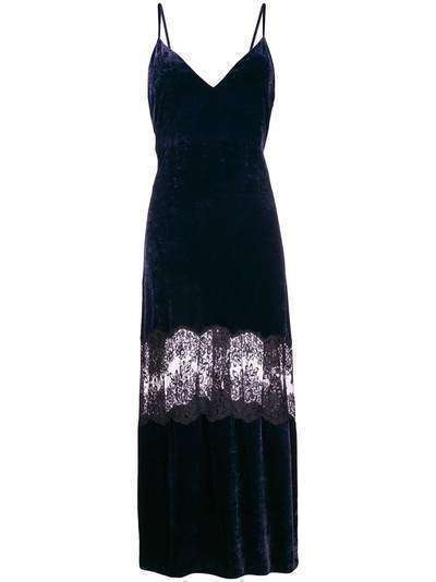 Stella McCartney бархатное платье-комбинация с кружевными вставками