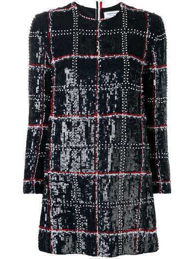 Thom Browne платье трапеция мини с пайетками и вышивкой жемчугом
