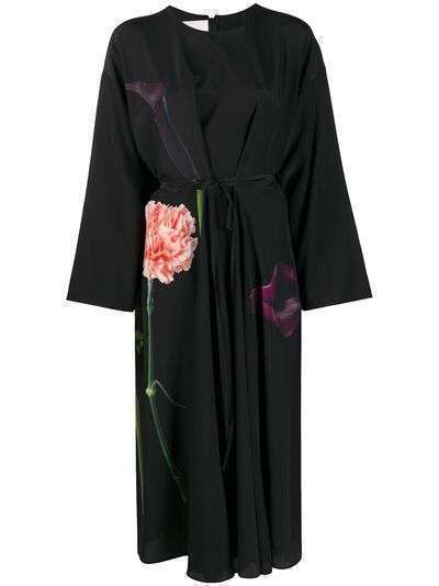 Valentino платье с завязками и цветочным принтом