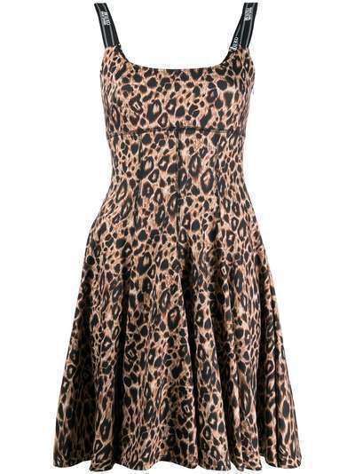 Versace Jeans Couture расклешенное платье мини с леопардовым принтом