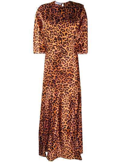 The Attico расклешенное платье с леопардовым принтом