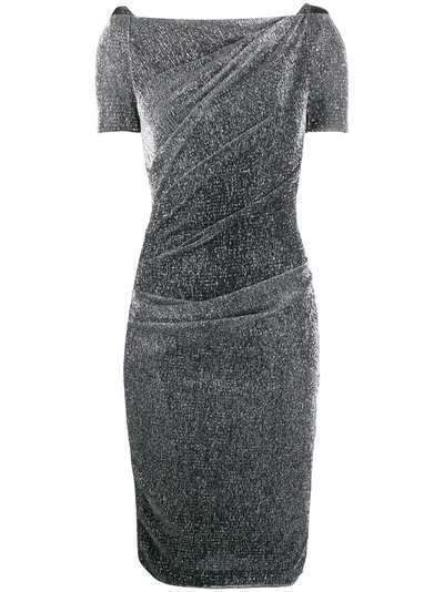 Talbot Runhof платье с эффектом металлик и сборками