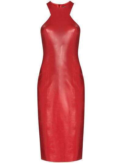 Saint Laurent приталенное платье из латекса без рукавов