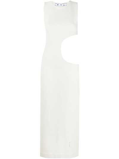 Off-White RIBBED WOOL OPEN CIRCLE DRESS BEIGE NO