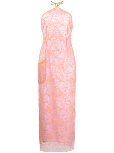 Jacquemus платье миди с цветочной вышивкой