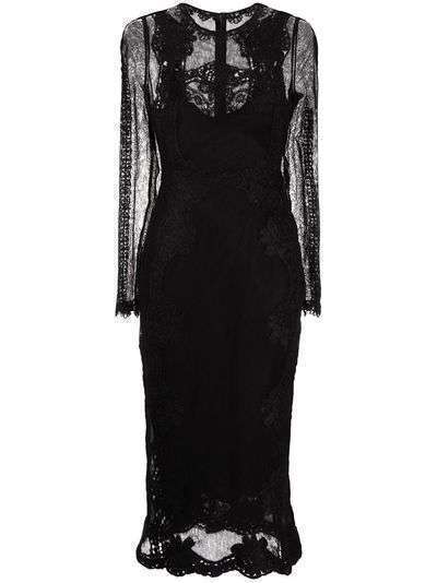 Dolce & Gabbana полупрозрачное платье миди с вышивкой