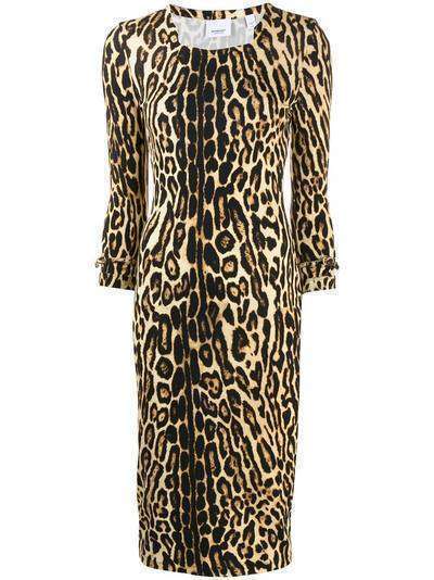 Burberry приталенное платье с леопардовым принтом