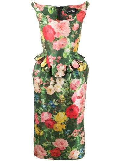 Richard Quinn платье-бюстье с цветочным принтом