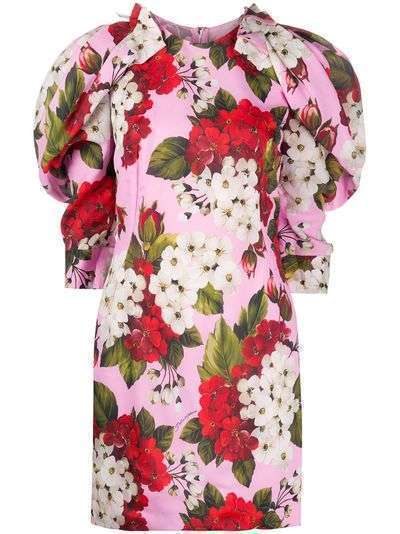 Dolce & Gabbana платье с цветочным принтом и объемными рукавами