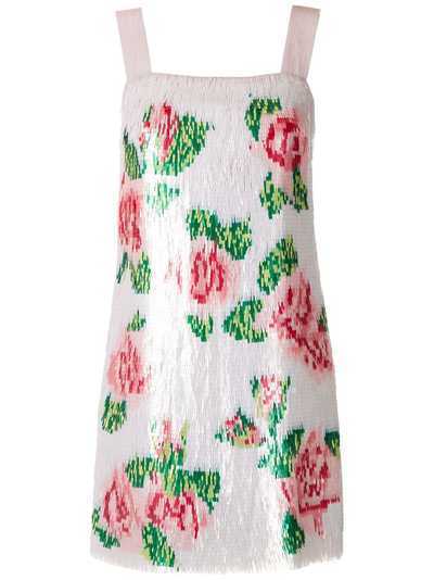 Dolce & Gabbana платье мини с цветочным принтом и пайетками