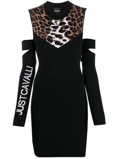 Just Cavalli платье-джемпер длины мини с леопардовым принтом