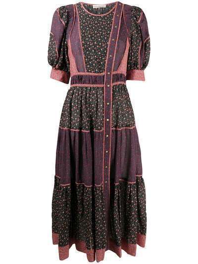 Ulla Johnson платье с пышными рукавами и цветочным принтом