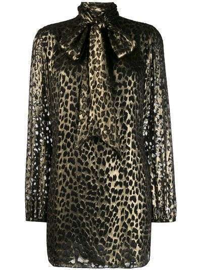 Saint Laurent платье с леопардовым принтом
