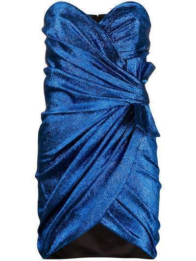 Saint Laurent платье мини из ткани ламе с драпировкой