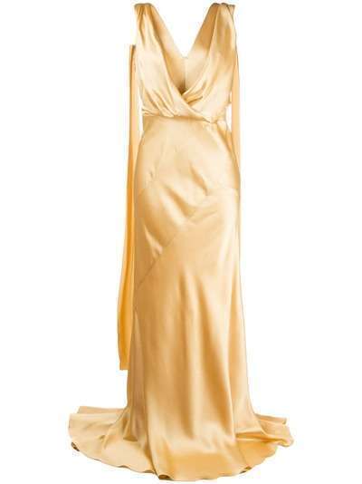 Alberta Ferretti длинное платье с запахом и драпировкой