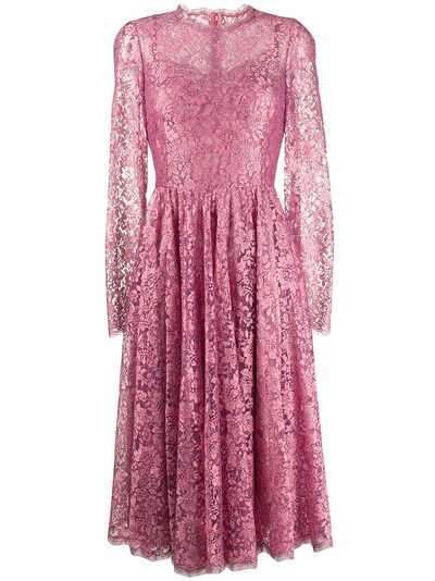 Dolce & Gabbana плиссированное платье из цветочного кружева