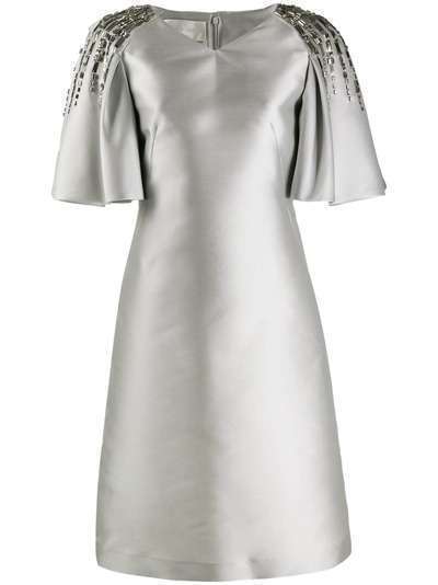 Alberta Ferretti платье с эффектом металлик и расклешенными рукавами