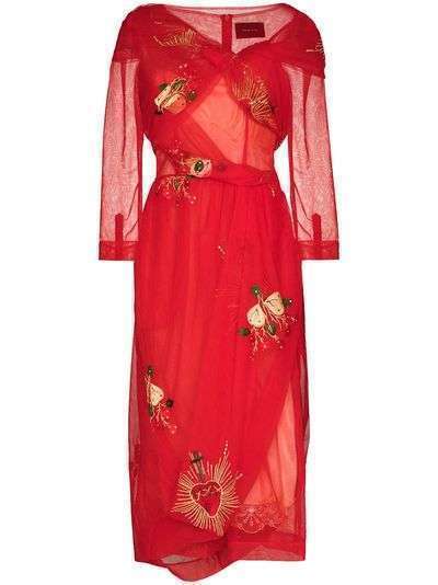 Simone Rocha платье асимметричного кроя из тюля с запахом