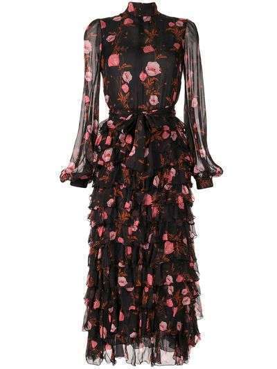 Giambattista Valli платье с цветочным принтом и оборками
