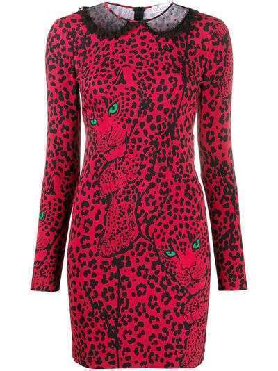 RedValentino приталенное платье с леопардовым узором