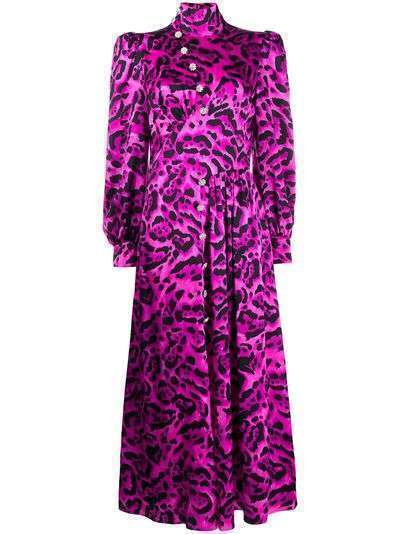 Alessandra Rich коктейльное платье с леопардовым принтом