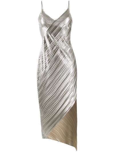 David Koma плиссированное платье с эффектом металлик