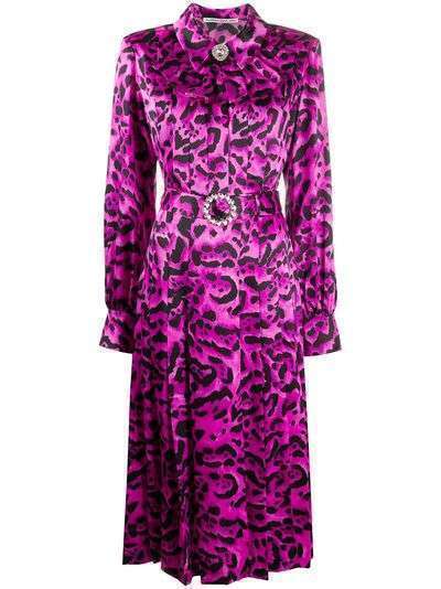 Alessandra Rich платье с леопардовым принтом и складками