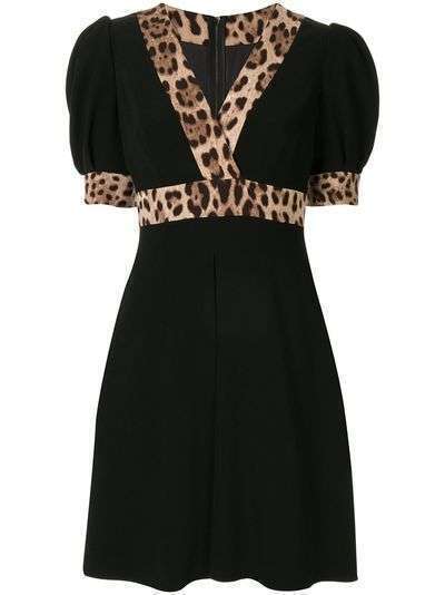 Dolce & Gabbana расклешенное платье с леопардовыми вставками