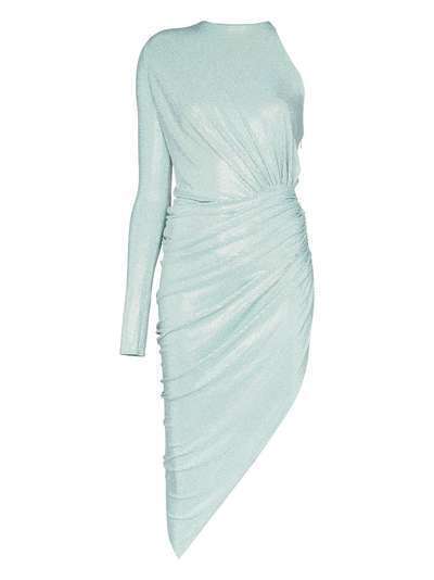 Alexandre Vauthier платье асимметричного кроя с эффектом металлик